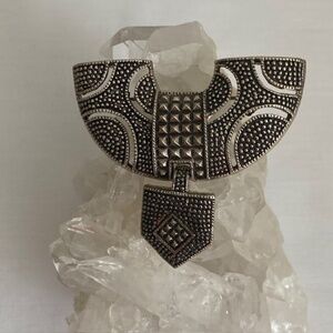 Art Deco Style Judith Jack Unsigned Marcasite Silver Tone Brooch